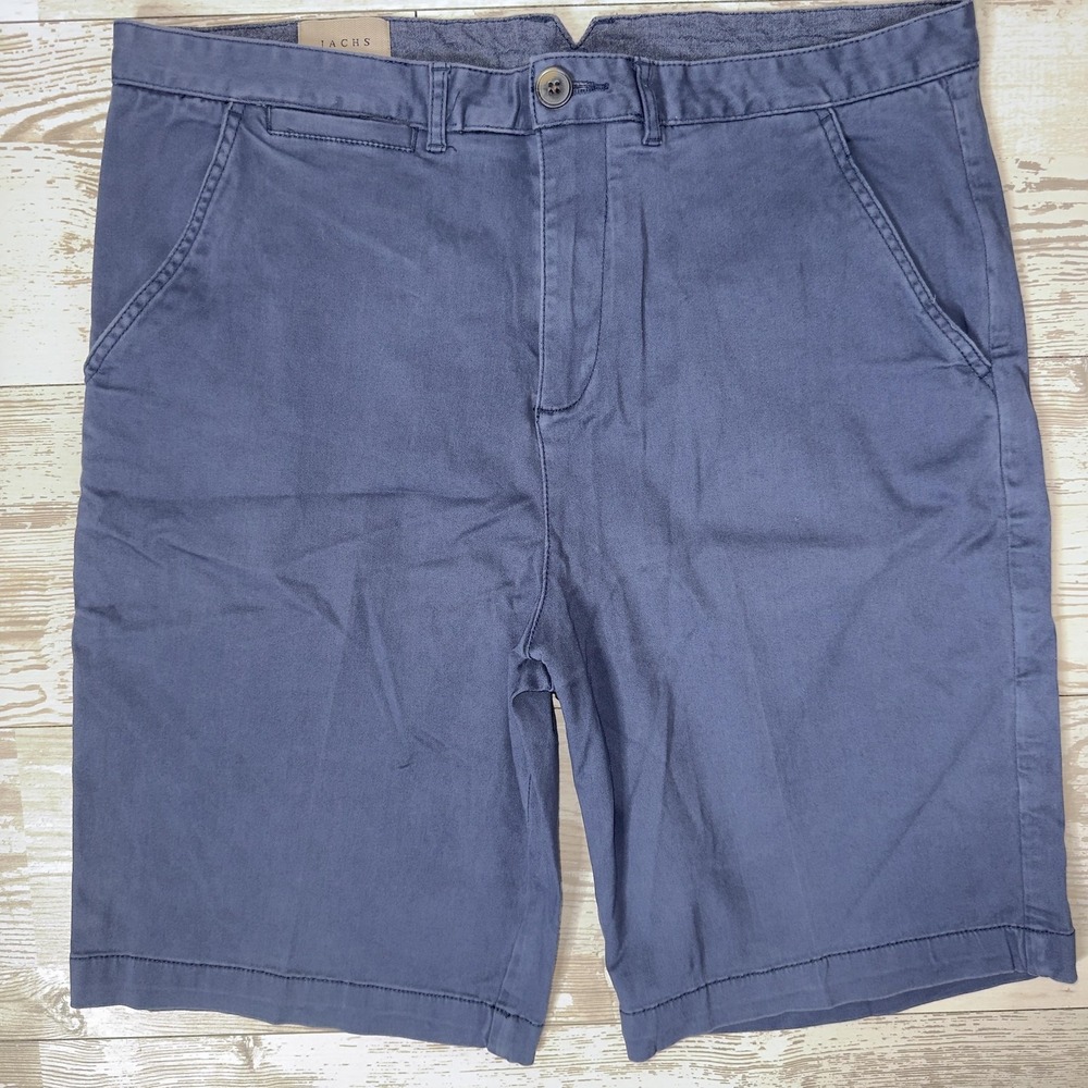 JACHS Chino Shorts Mens 34‎ Blue 10 Inseam Flat Front Casual Cotton Summer